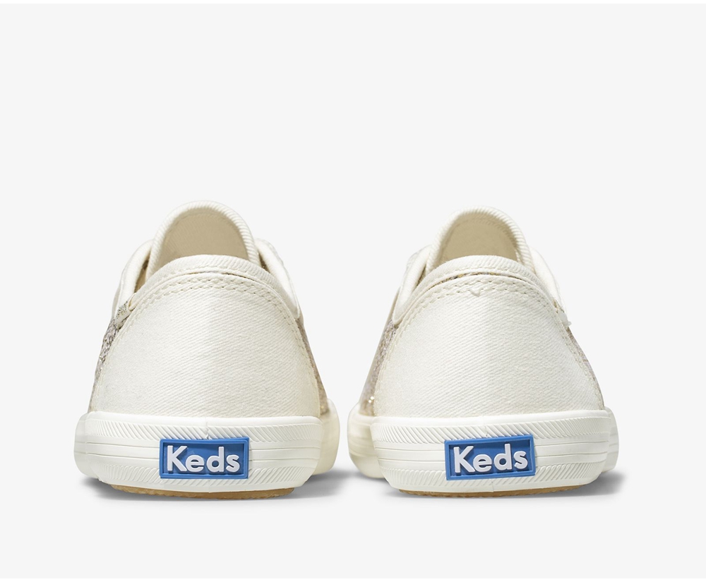 Kids Keds Sneakers - Kickstart Metallic Sparkle - White - 7590-XJYRG